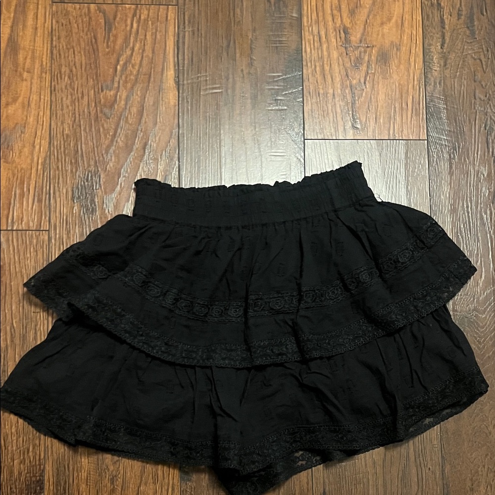 Altar'd State Black Ruffle Skirt With Built In Shorts